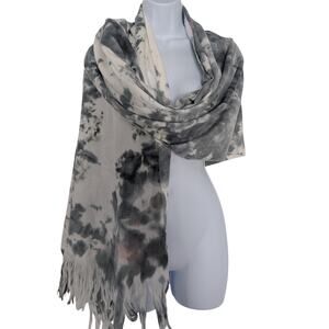 Tie Dye Fringe Scarf by BP in Gray White Pink